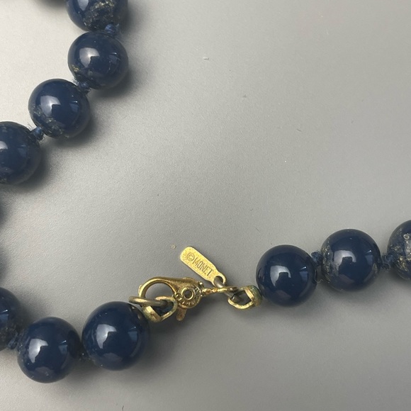 Vintage Monet Necklace Blue Bead Knotted Fashion Estate 31” - Picture 4 of 5